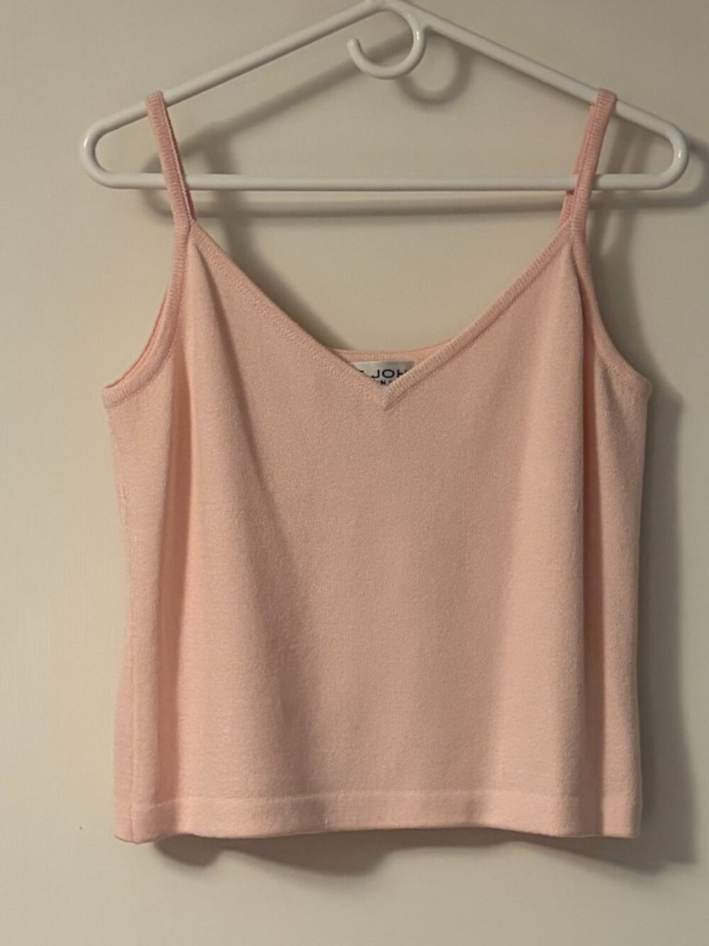 St. John evening santana knit tank blouse pale pink size medium designer luxury